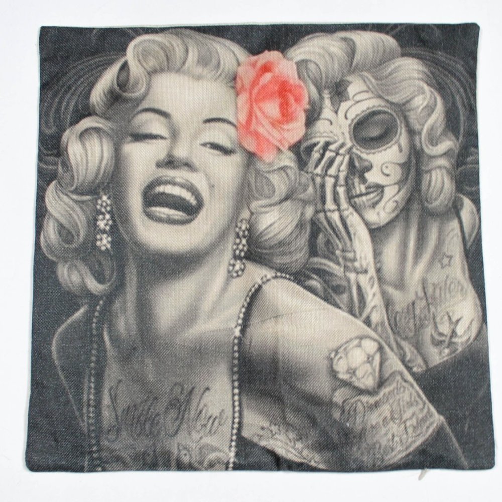 Gothic Day of the Dead Style Marilyn Monroe Toss Pillowcase Cover